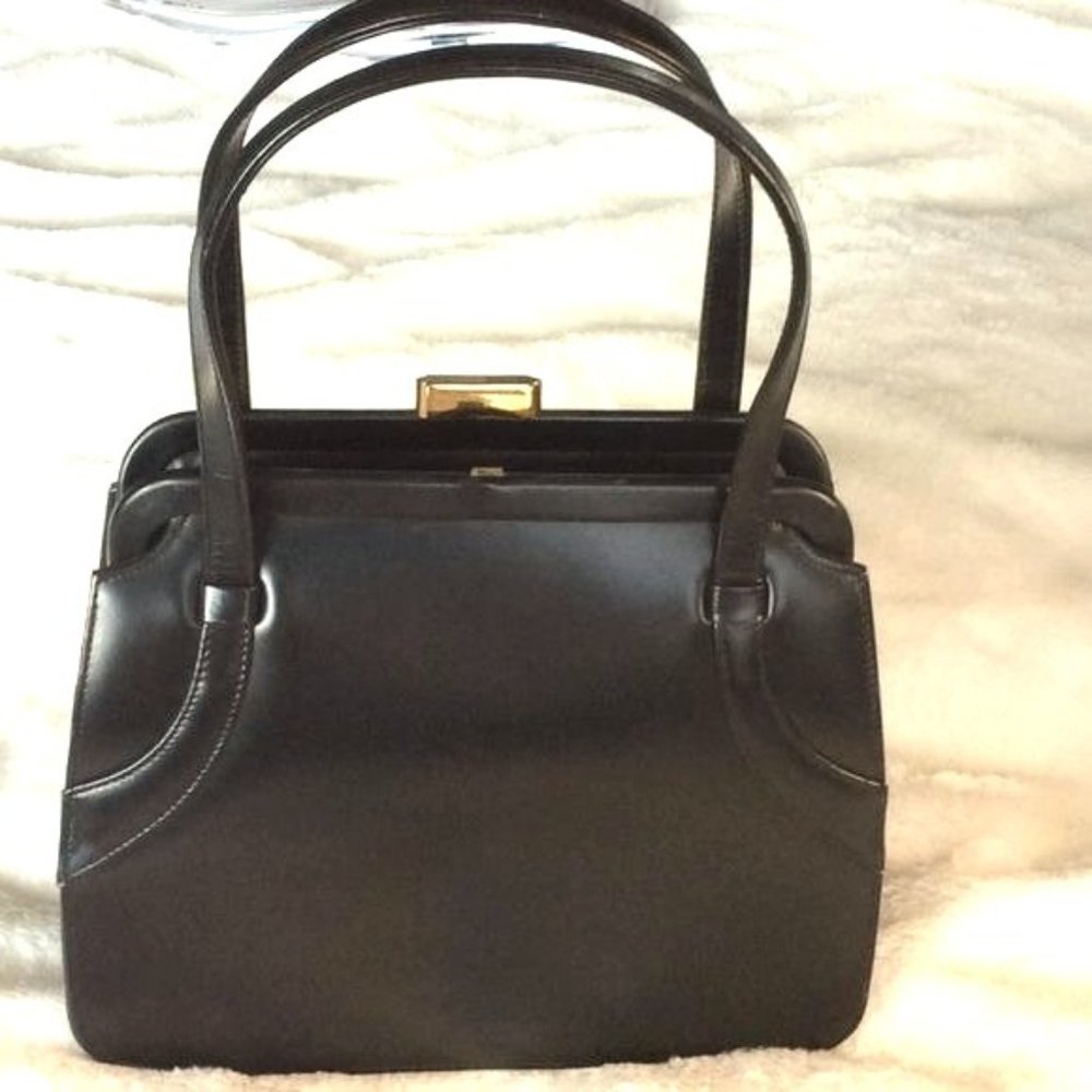Vintage Leather Handbag Made In France By Dofan - Picture 5 of 5